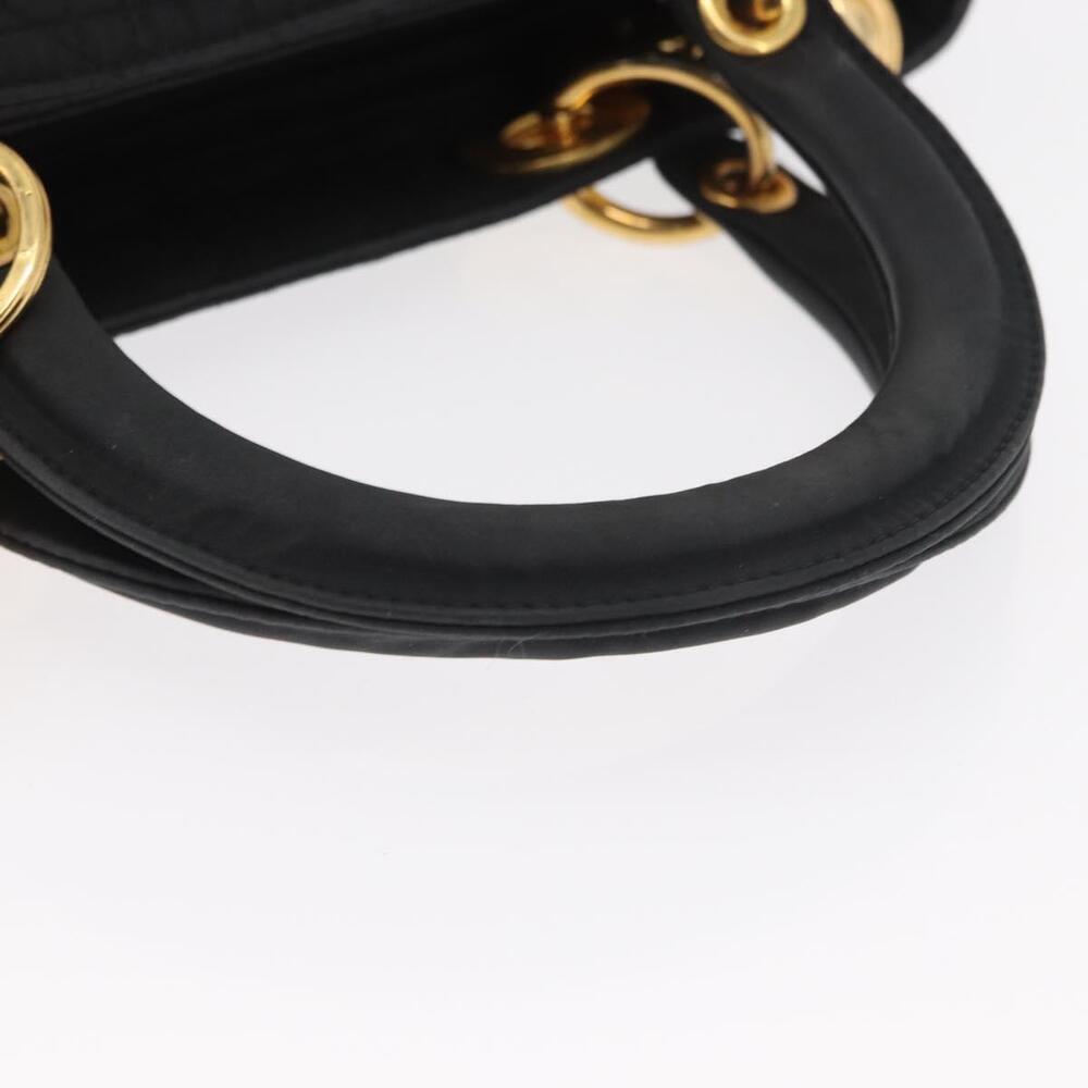 Christian Dior Lady Dior Canage Hand Bag Nylon Black Gold Auth bs32111 - Picture 7 of 16